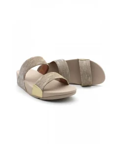 Fashion L'Empreinte Chaussures FITFLOP LULU GLITZ SLIDES platine